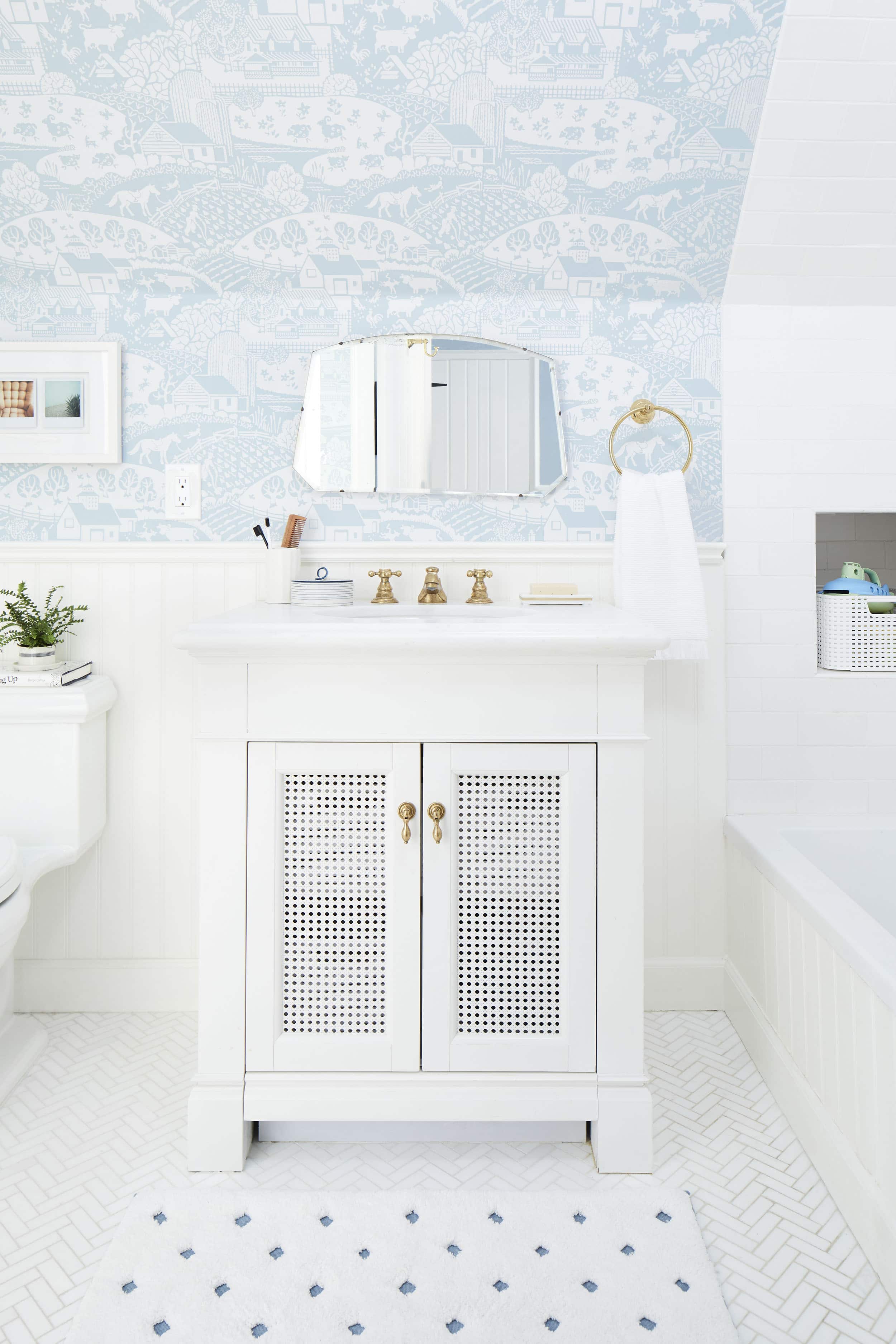 Kids Pull Out Vanity Childrens Bathroom Wallpaper