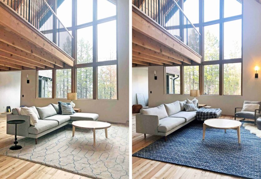 Emily Henderson Mountain House Living Room Rug Side By Side