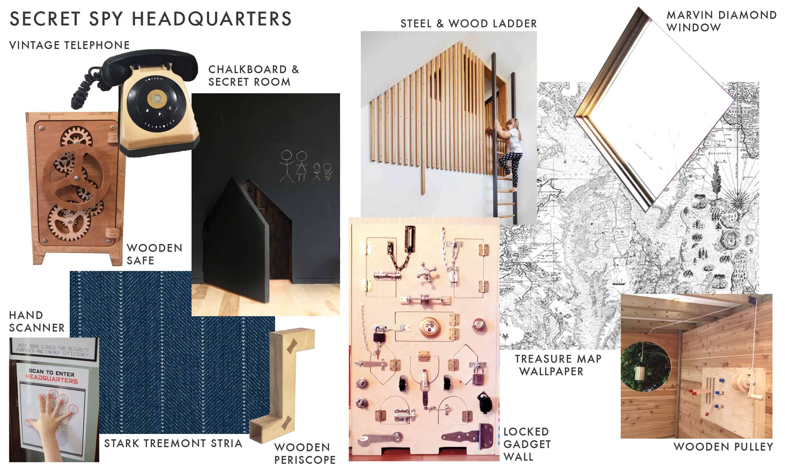 Emily Henderson Mountain Fixer I Design You Decide Kids Attic Mood Board Secret Spy Headquarters