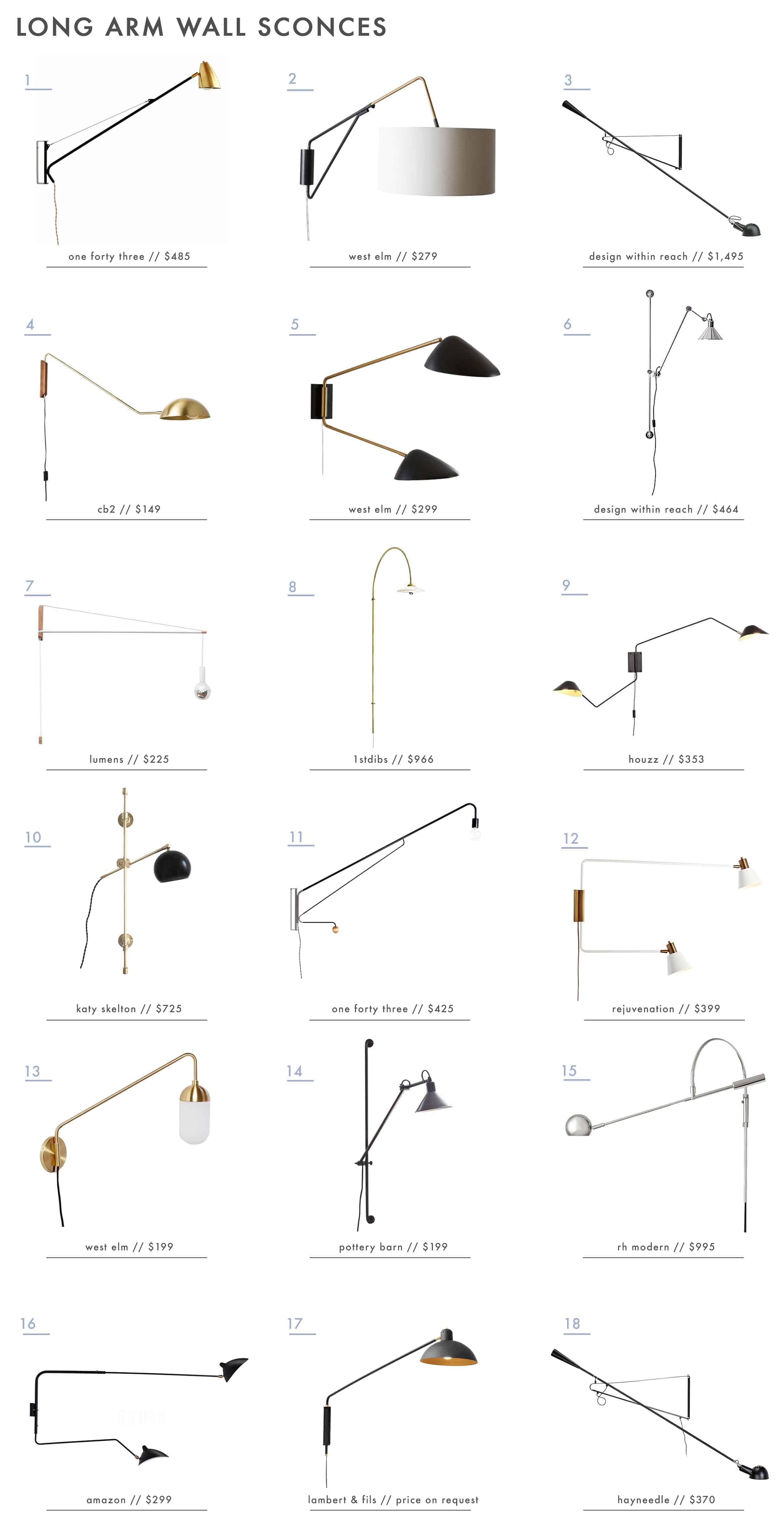 Emily Henderson Long Arm Wall Sconces Roundup