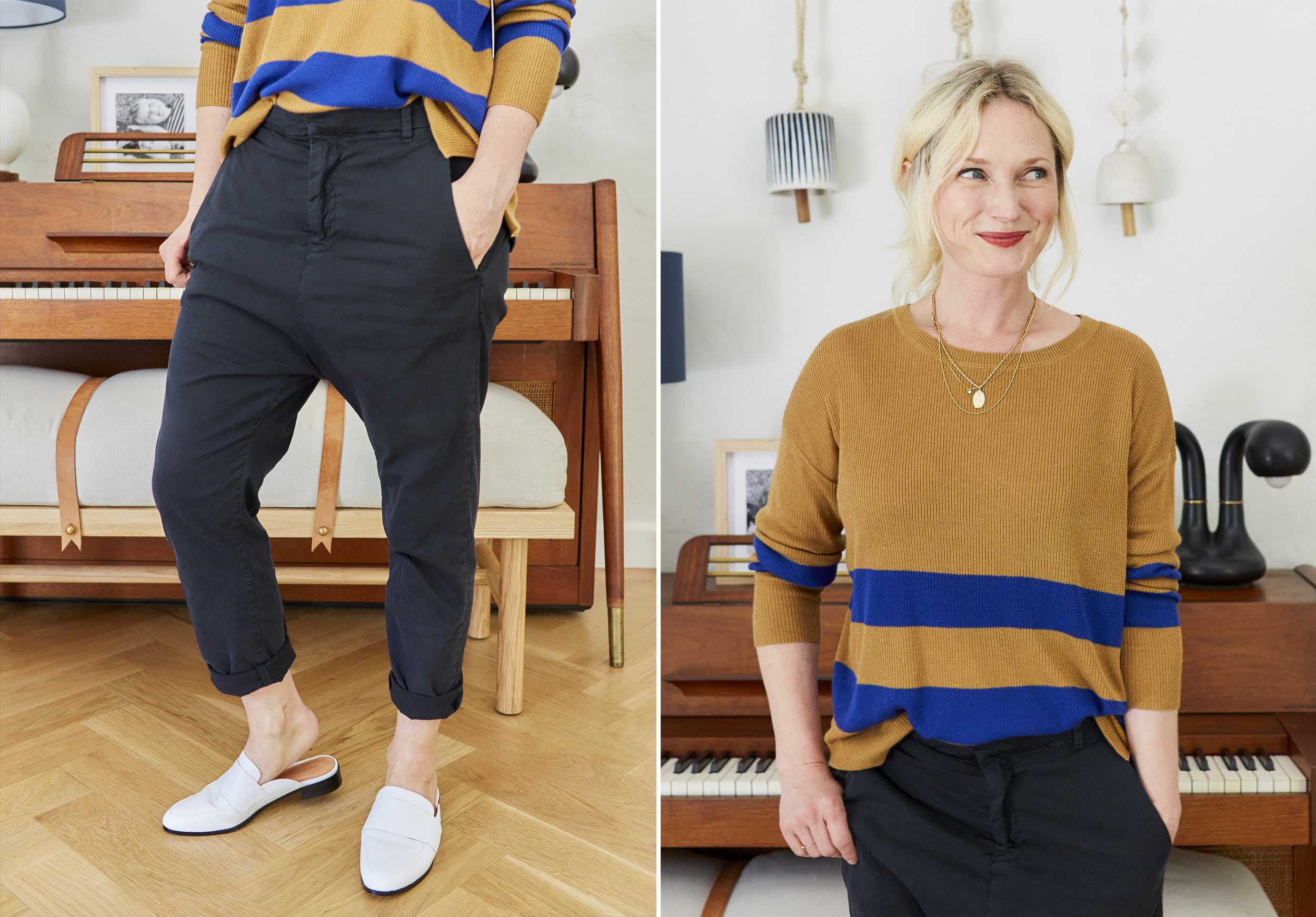 Emily Henderson Nordstroms Anniversary Sale Fall Essentials 2018 Blue And Tan Striped Sweater
