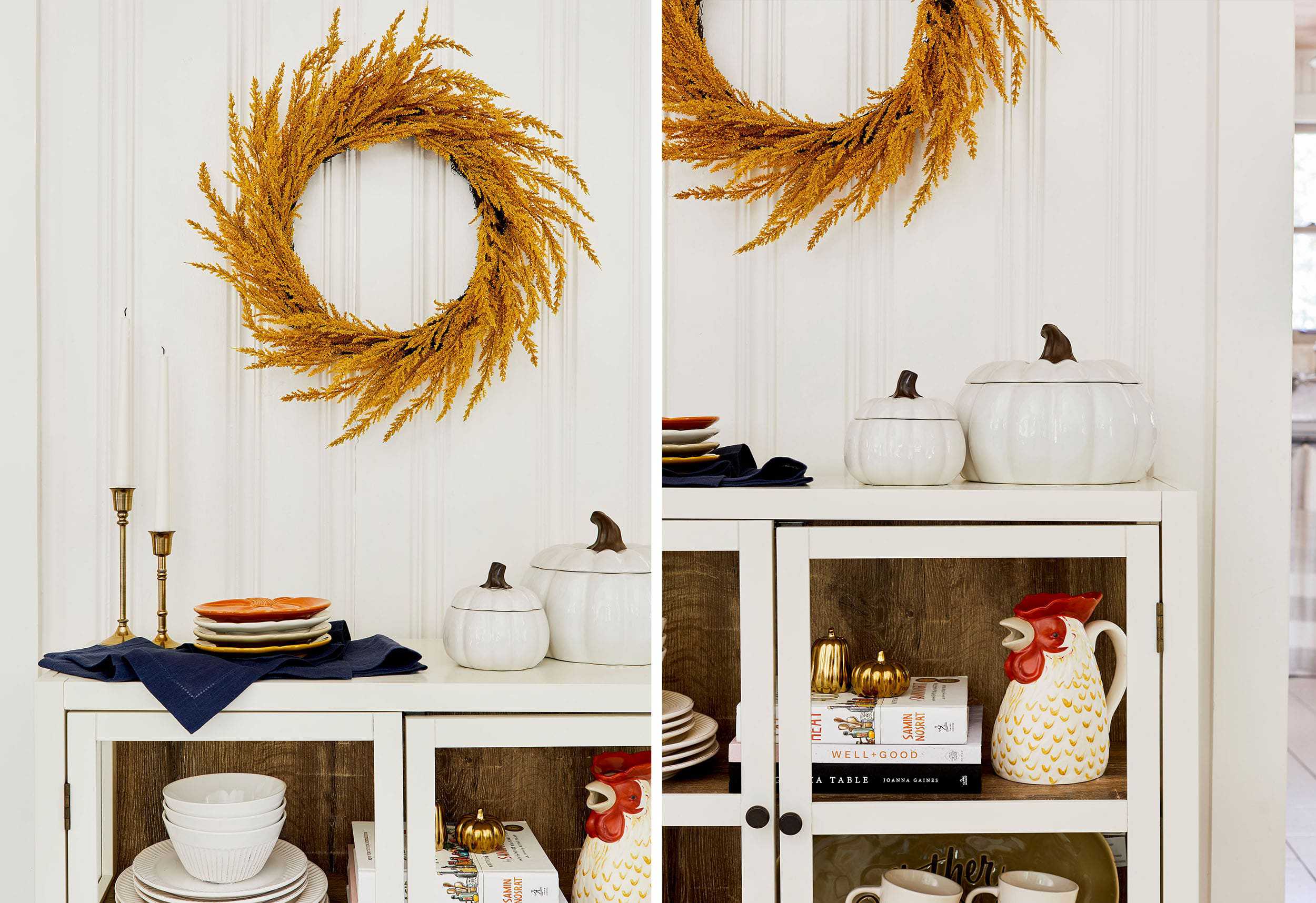 Emily Henderson Target Fall Pumpkin Vingettes Side By Side 1