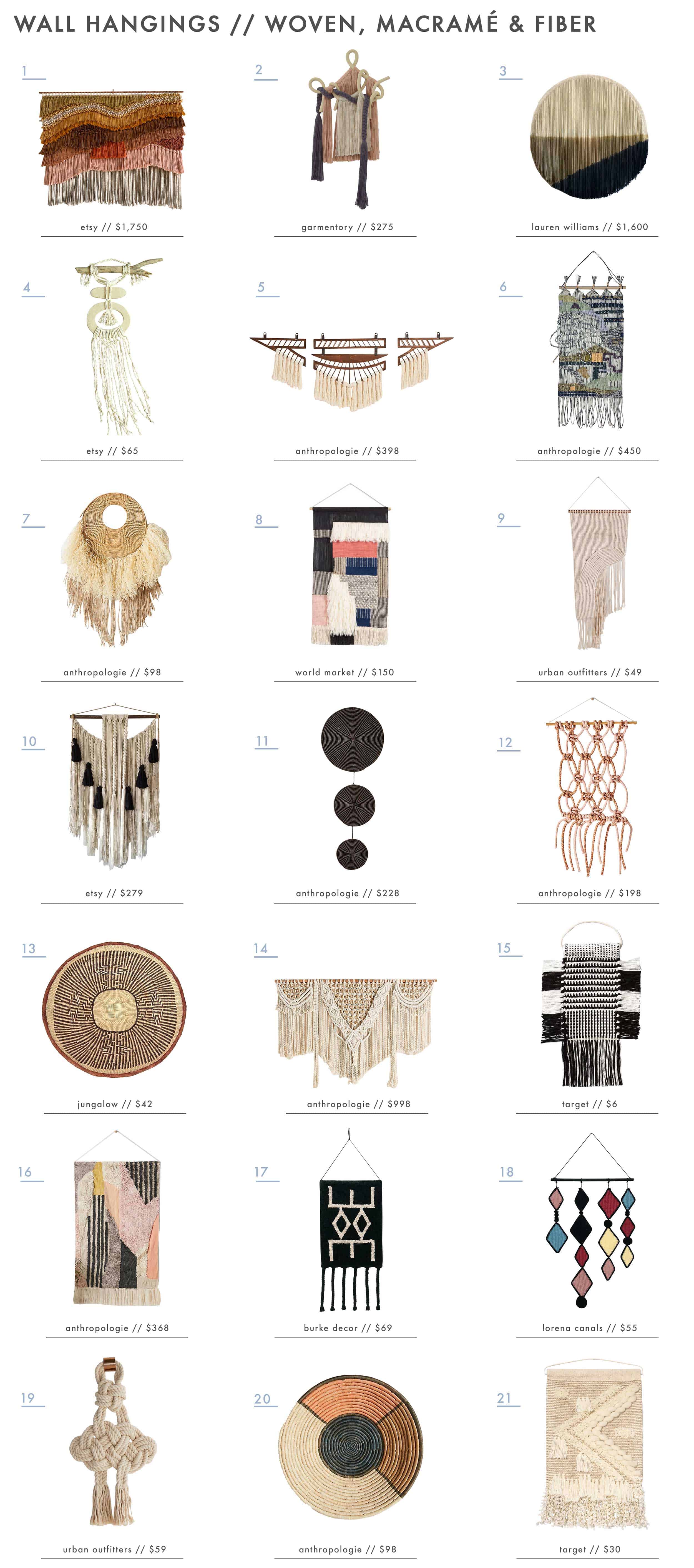 Emily Henderson Wall Hangings Roundup Woven & Macrame