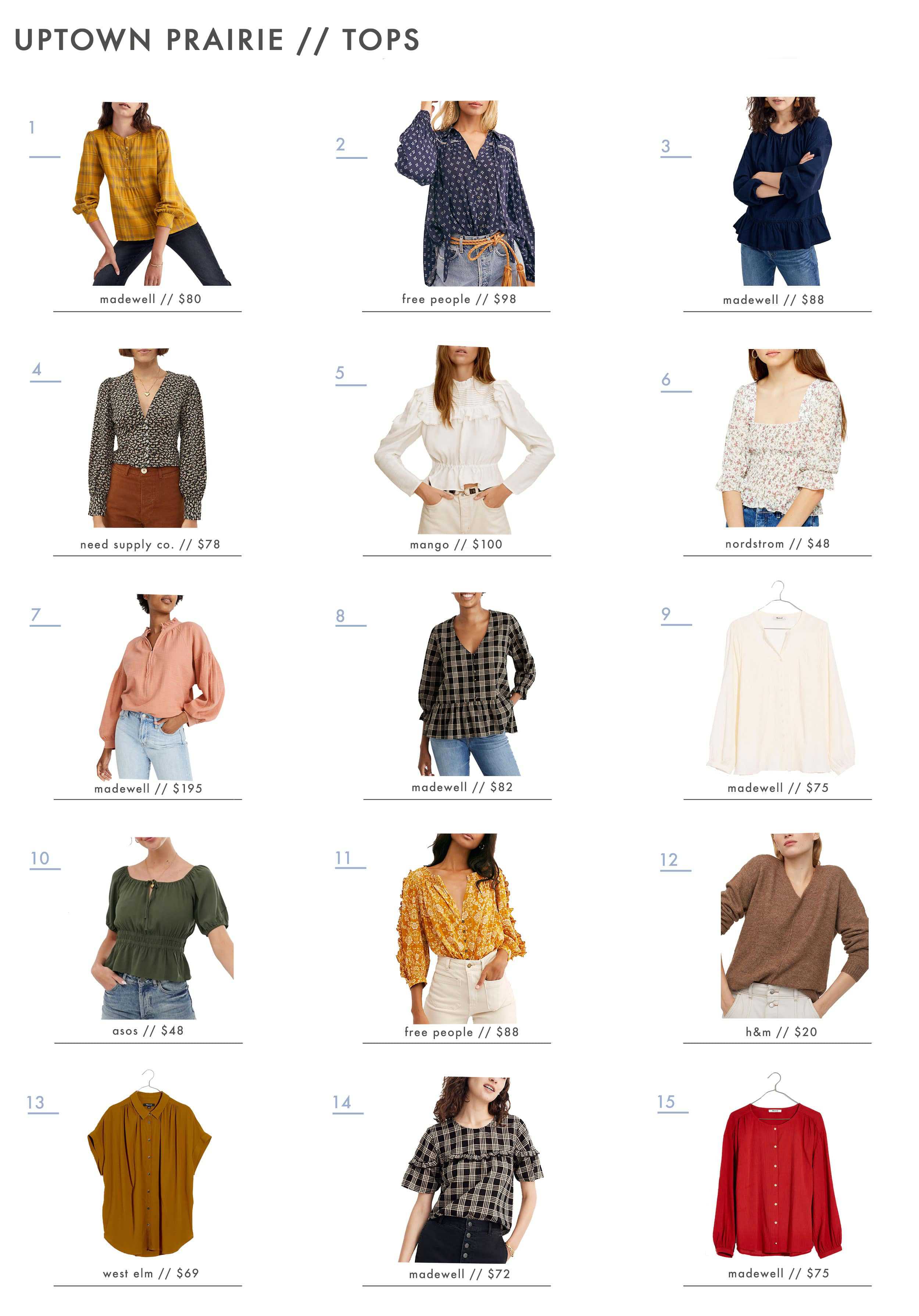 Emily Henderson Affordable Prairie Fashion Trend Tops