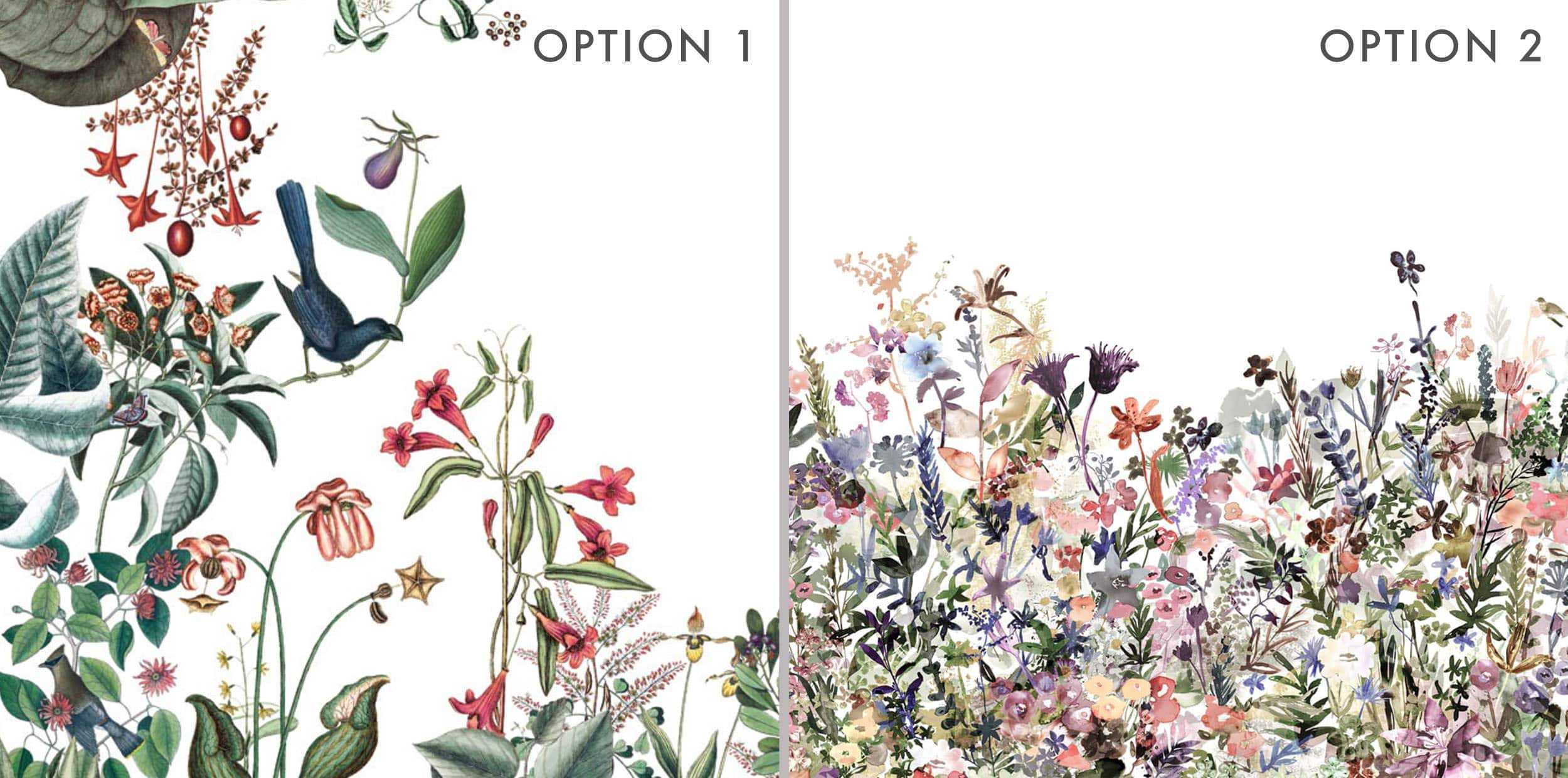Emily Henderson Friends & Family Annie Violets Bedroom Wallpaper Options