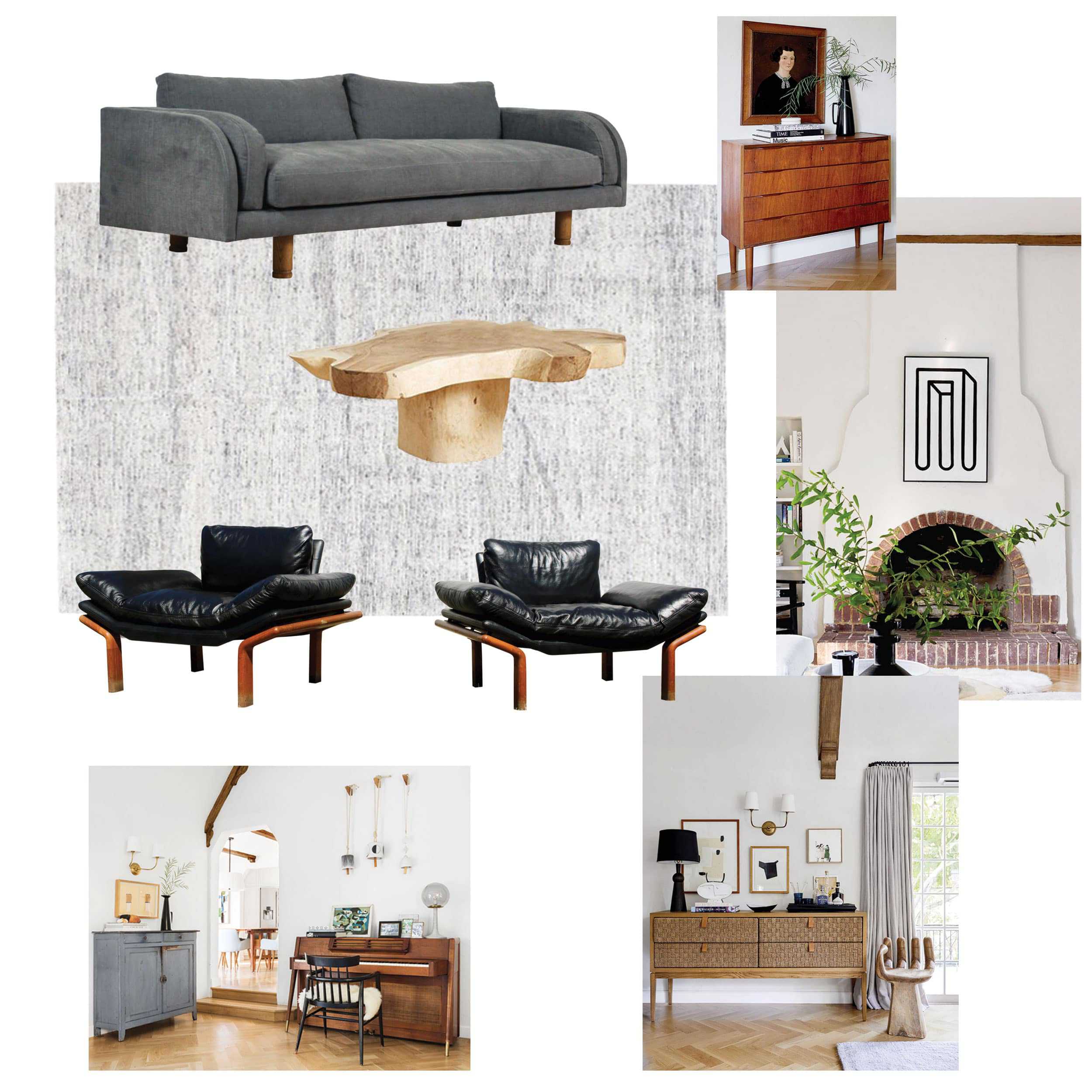 Living Room Moodboard Denim Black Chairs