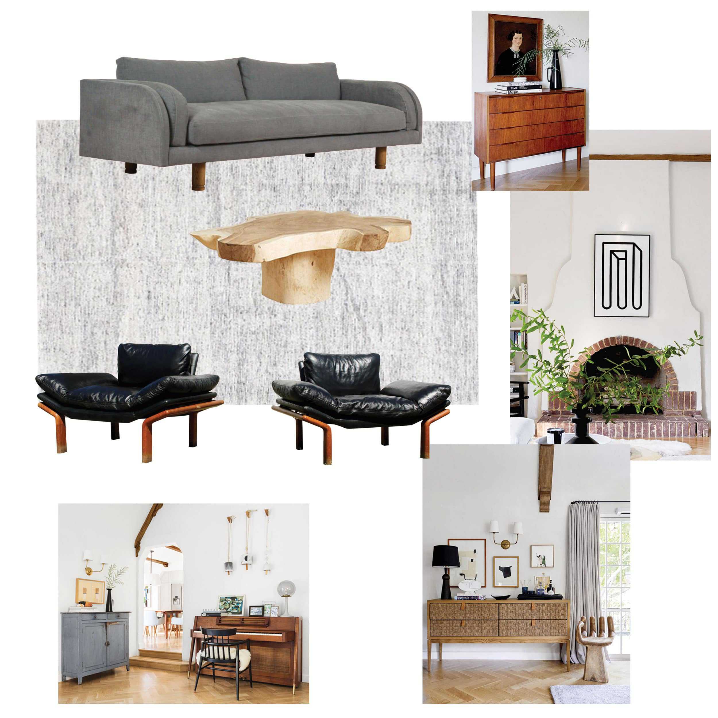 Living Room Moodboard Gray Black Chairs