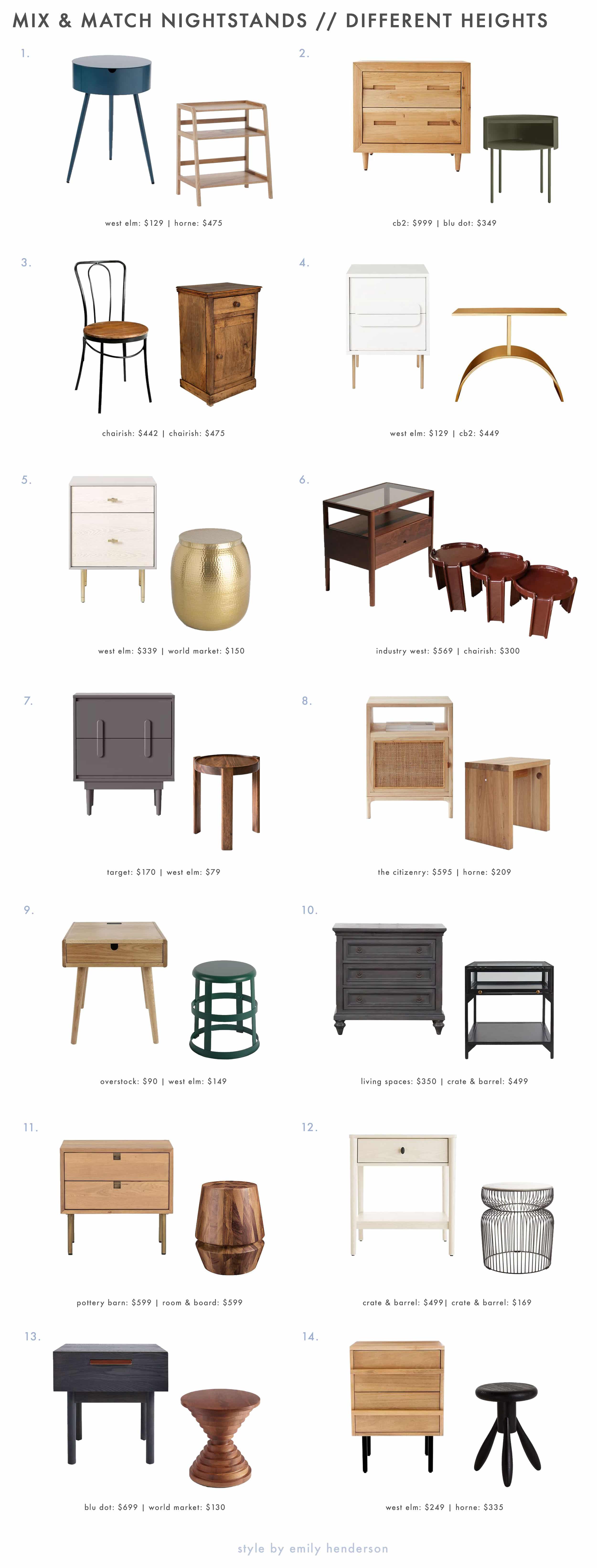 Emily Henderson Funk It Up Nightstands Diff Heights Roundup