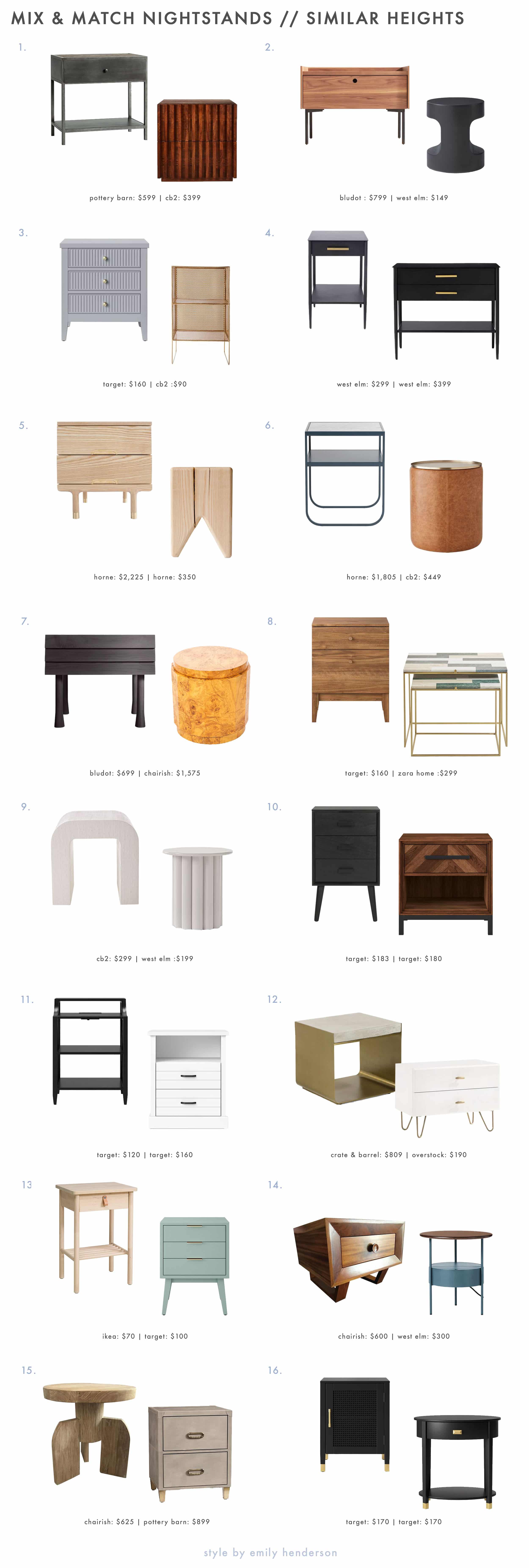 Emily Henderson Funk It Up Nightstands Same Heights Roundup
