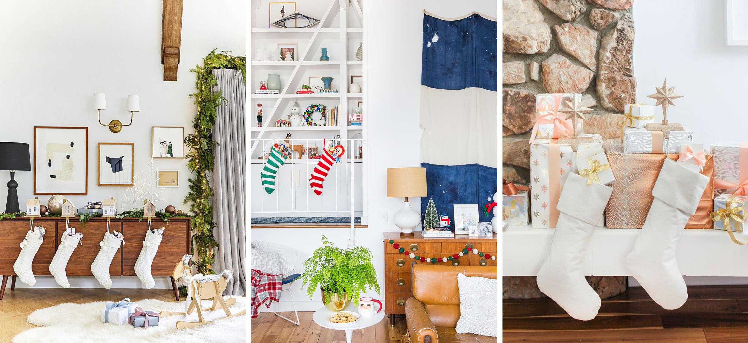 Emily Henderson Holiday Vignettes Alt Stocking Hanging