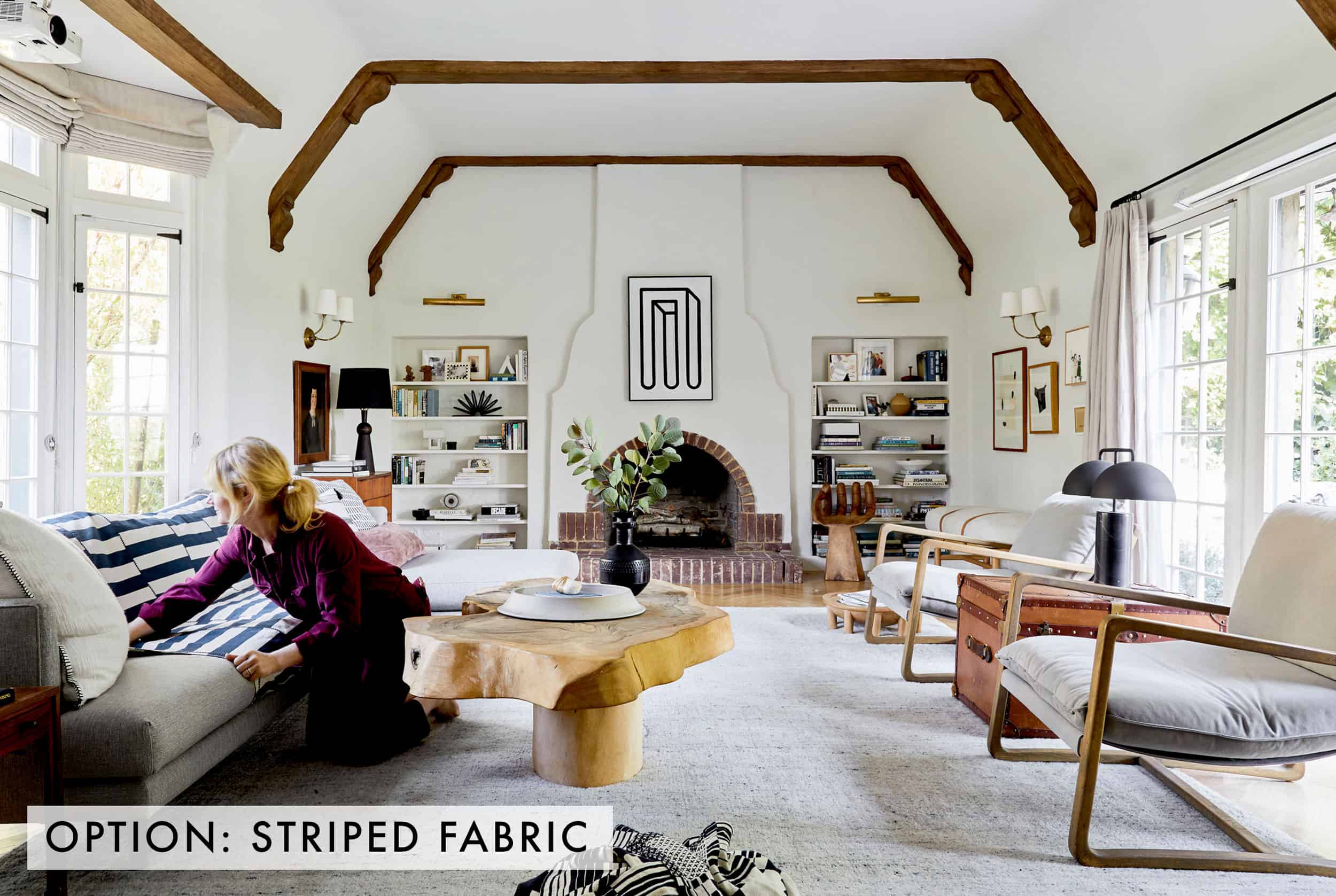 Striped Fabric On Sofa