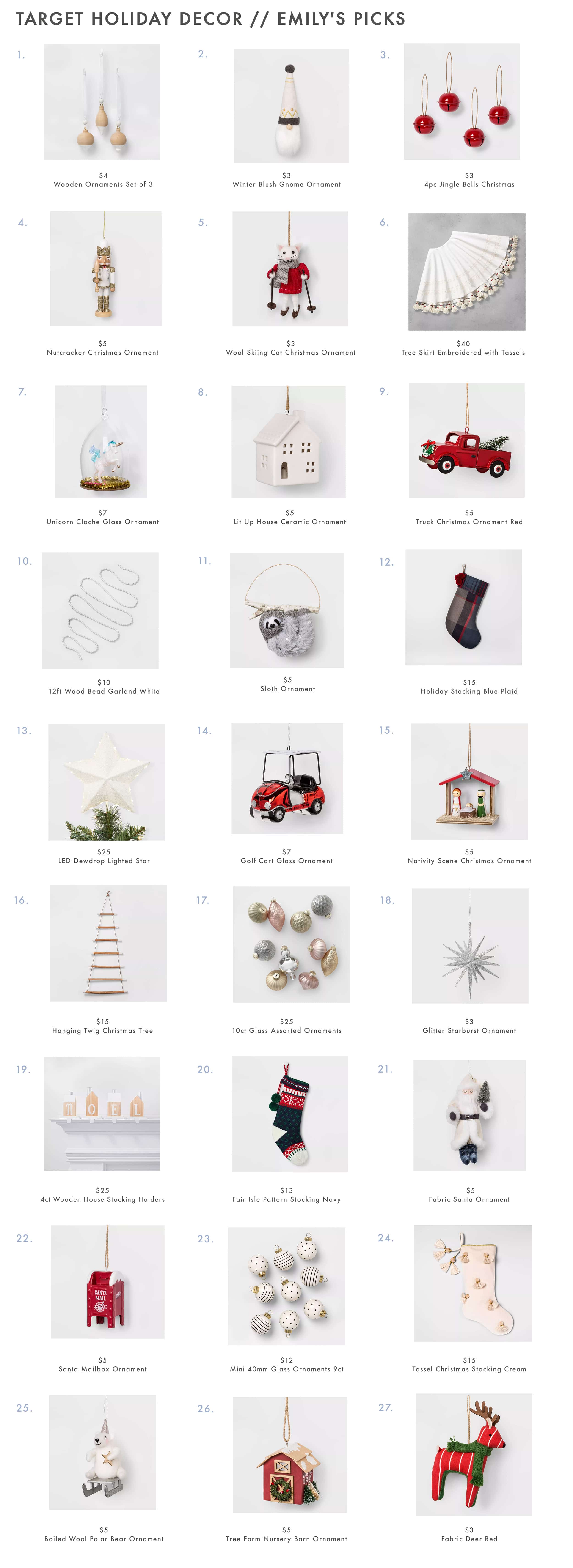 Target Holiday Decor Ornaments