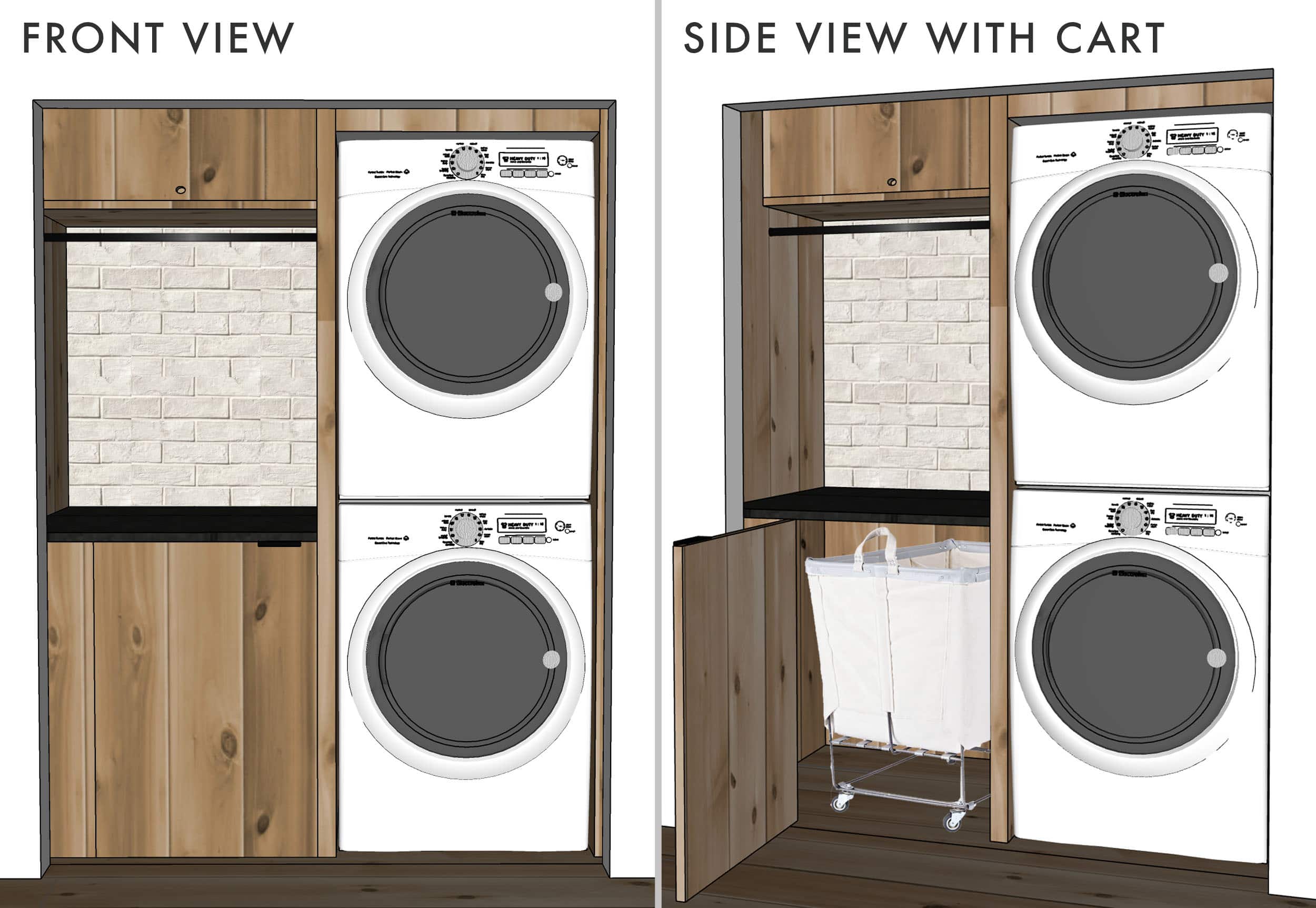 Emily Henderson Mountain House Laundry Sketchup Design Rolling Cart With Door Side By Side