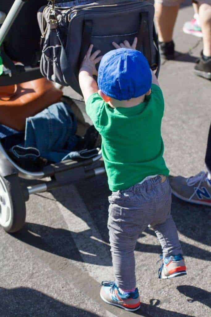 Charlie =pushing stroller