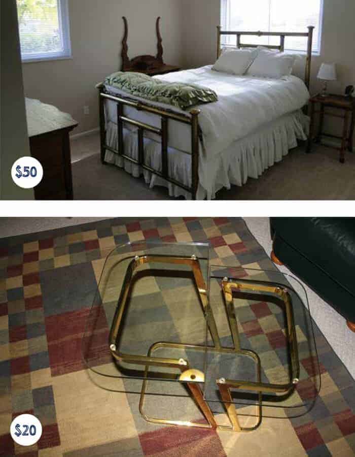 Brass Bed and Table