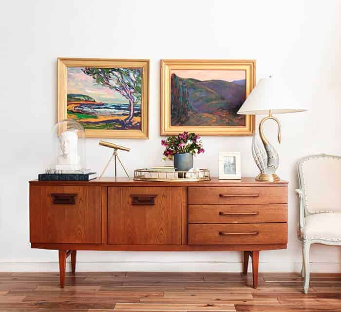 Credenza_4 Ways_Oil Painting Masculine Brass_Mid Century Modern Glam