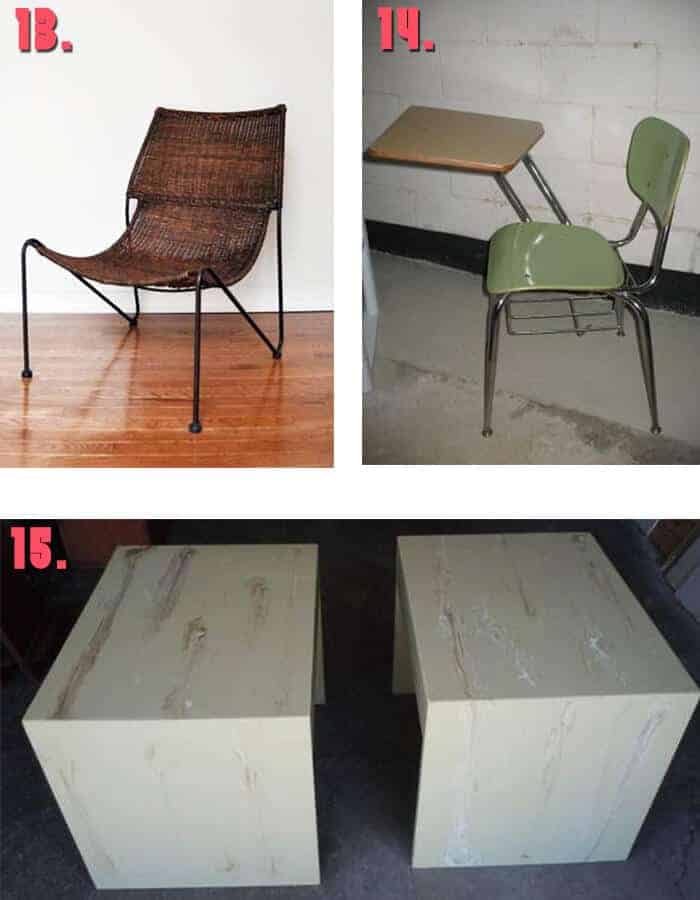 Free desk whicker chair stone tables
