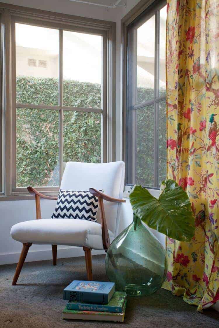 mid-century chair, yellow 