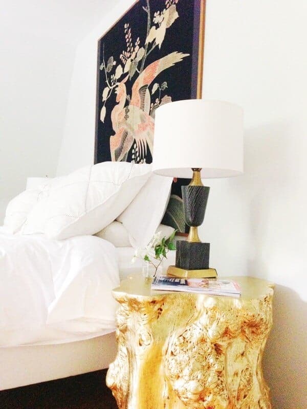 gold stump side table
