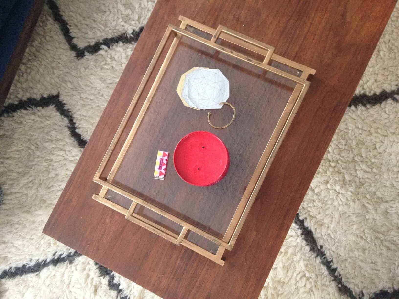 vintage modern brass tray