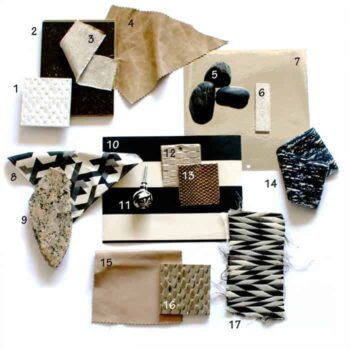 Black and gold materials board
