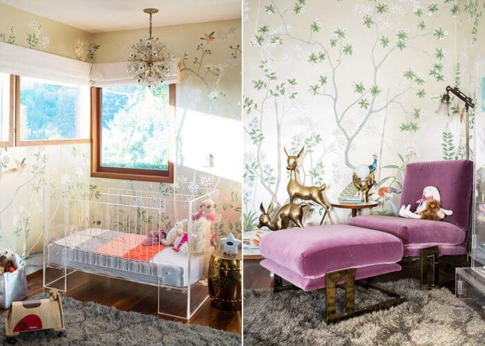 Modern Glam Nursery_Kids Room_Chinoiserie_Purple Velvet_Brass_Emily Henderson_side by side