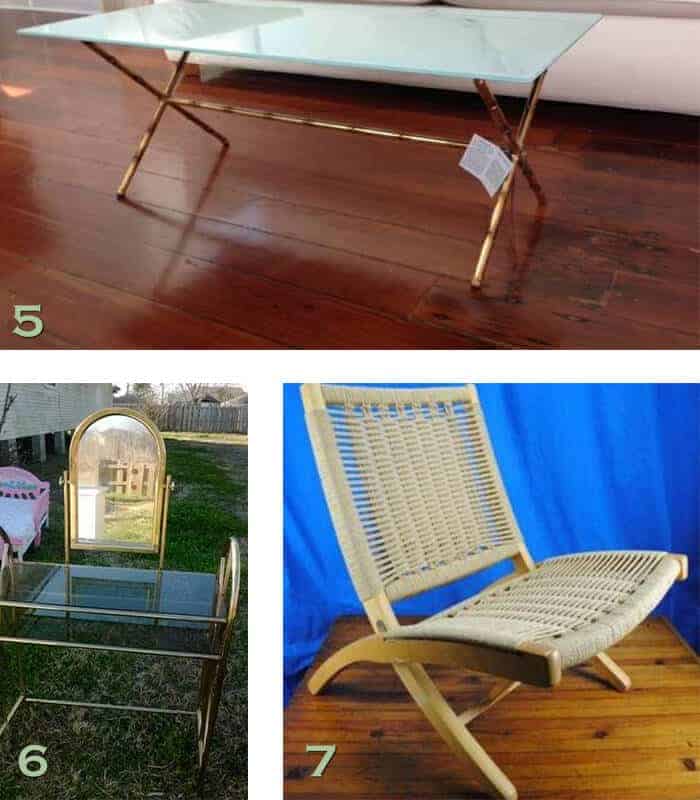 NOLA craigslist MCM chair glass table brass vanity