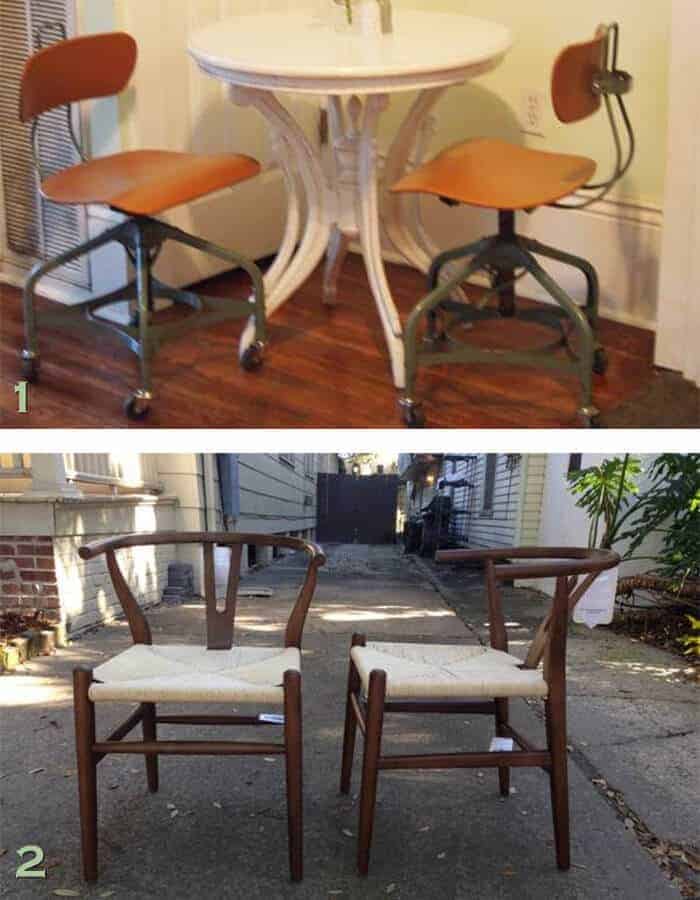 NOLA craigslist industrial stools nd MCM chairs