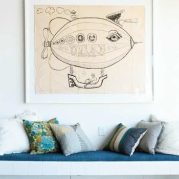Pillows_ Bench Midcentury Modern Emily Henderson_Blue and Green