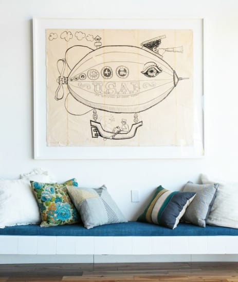 Pillows_ Bench Midcentury Modern Emily Henderson_Blue and Green