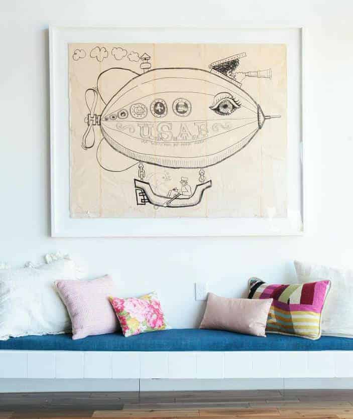 Pillows_ Bench Midcentury Modern Emily Henderson_Pinks Blush White Floral
