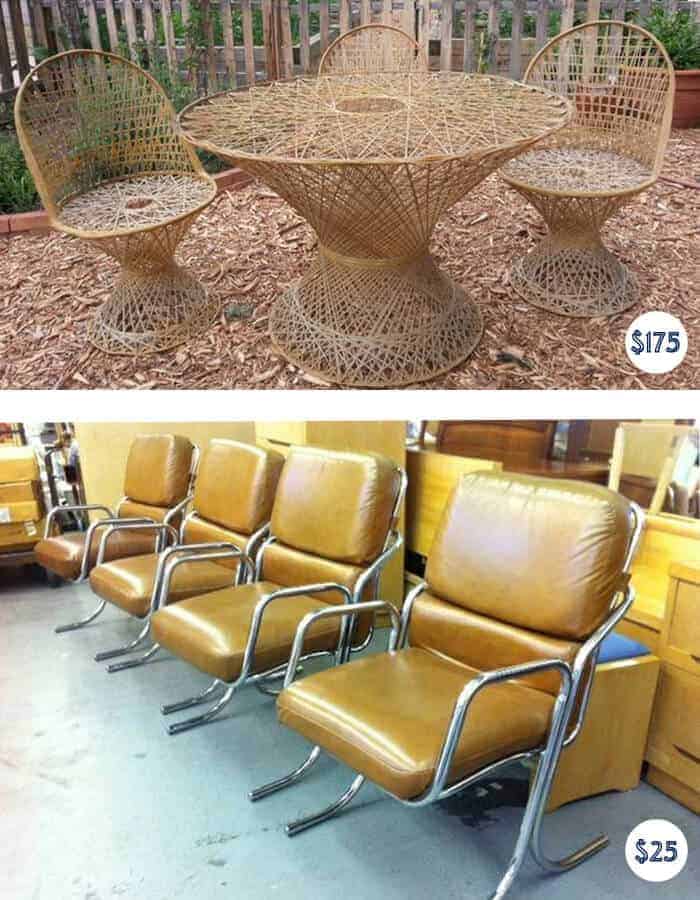 Russel Woodard Set and Leather Chairs