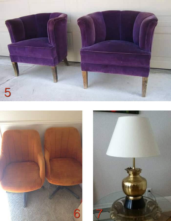 San Francisco craigslist purple chairs and brass lamp