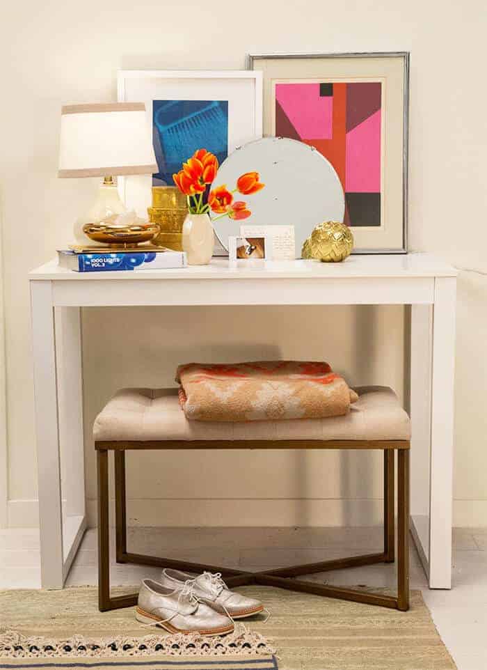 Target Accent Wall_Desk Bench Modern Art White
