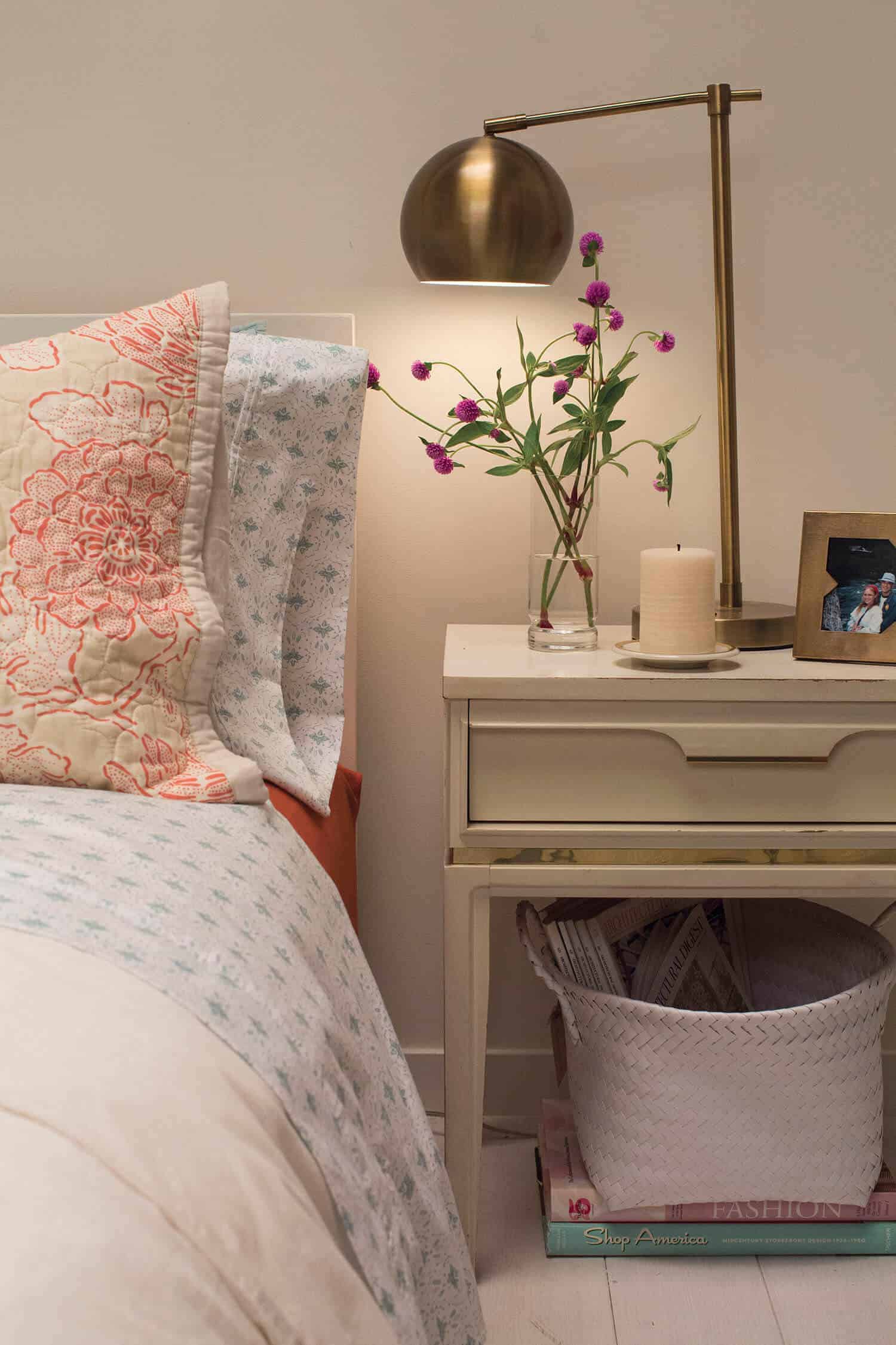 Target Emily Henderson_bedroom_whiteblue orange casual calm bedside table
