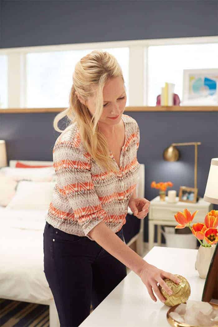 Target Emily Henderson_bedroom_whiteblue orange casual calm desk styling