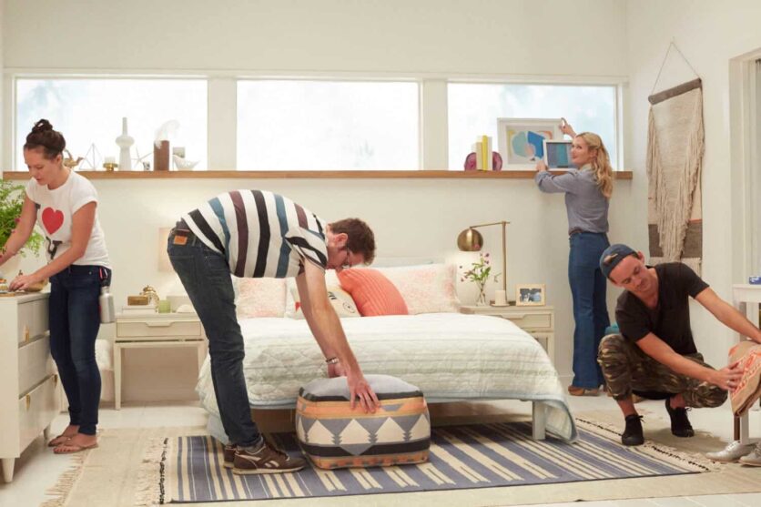 Target Emily Henderson_bedroom_whiteblue orange casual calm styling