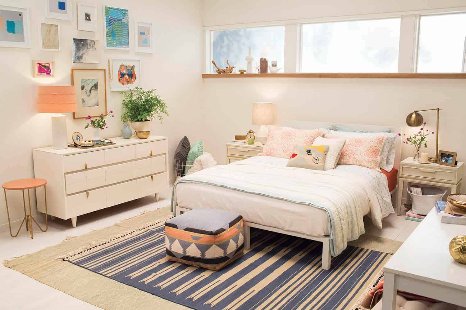 Target Emily Henderson_bedroom_whiteblue orange casual calm