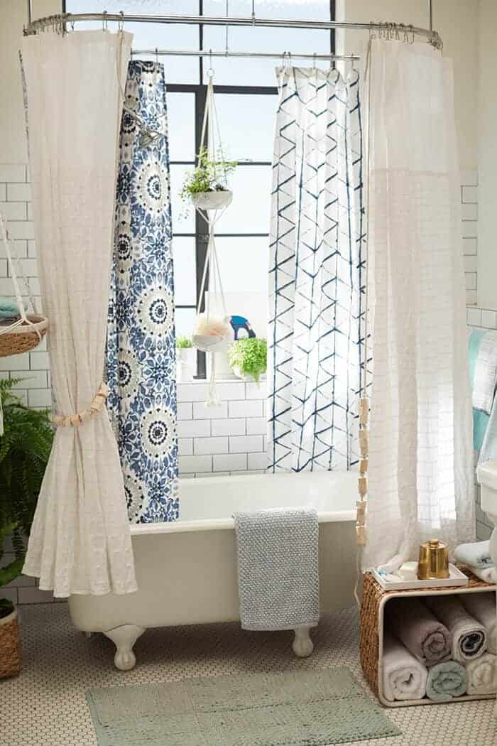 Target_Emily Henderson_Bathroom_Blue White Green Eclectic Bohemian_bathtub