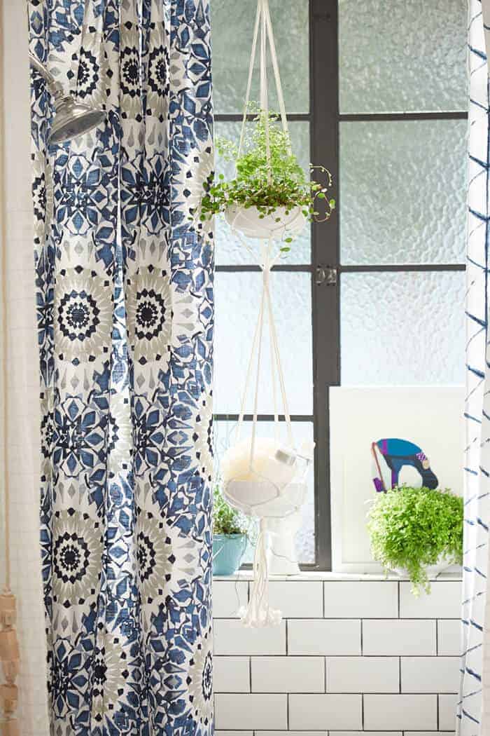 Target_Emily Henderson_Bathroom_Blue White Green Eclectic Bohemian_shower curtains