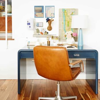 blue waterfall desk