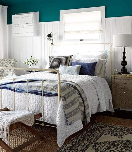 teal bedroom beadboard