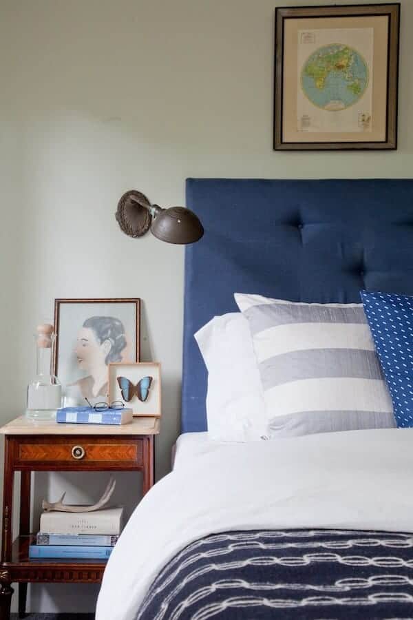 blue tufted headboard