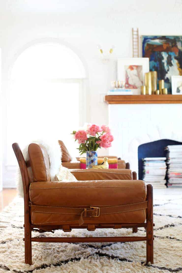 cognac leather chairs