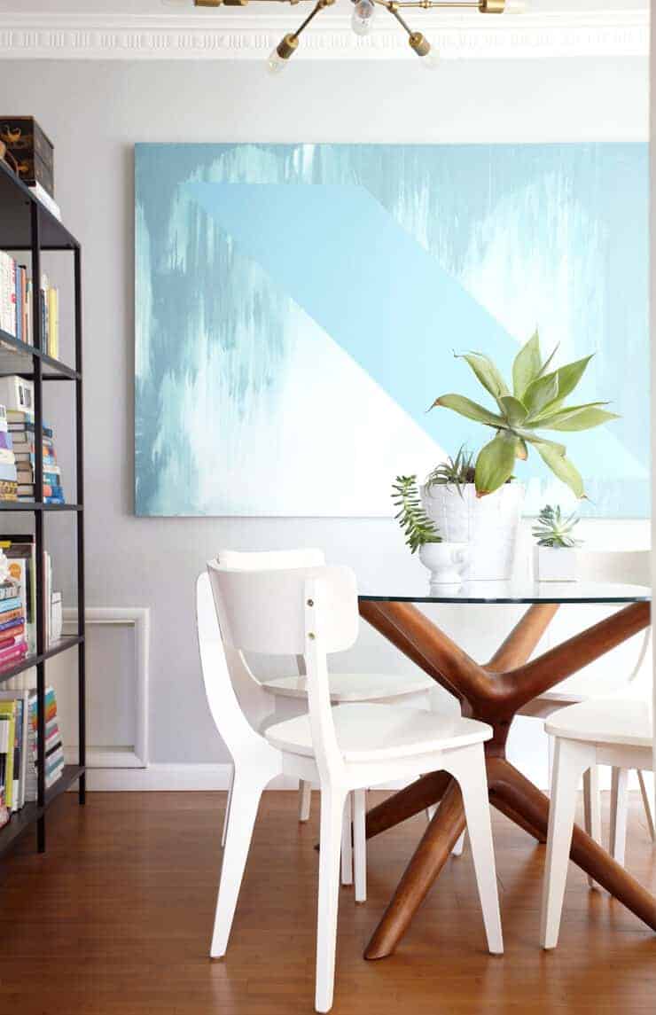 john vogel dining table with abstract art