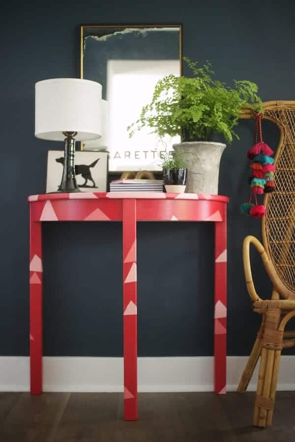 red demilune table